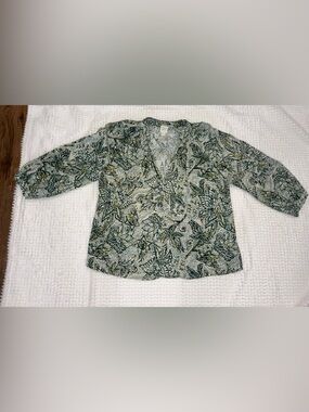 Ryan + Ryan Floral Paisley Peasant Blouse 3/4 Sleeve Size Small